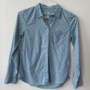 Madewell polka dot denim button down shirt